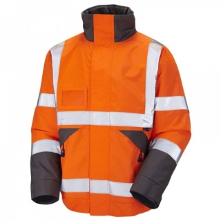 Leo Workwear J02-O Bickington Superior Hi Vis RIS-3279-TOM Bomber Jacket with Fleece Lining Orange